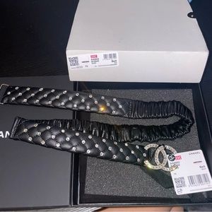 Sold: Chanel Leather stretch Crystal Belt from 23C Cruise